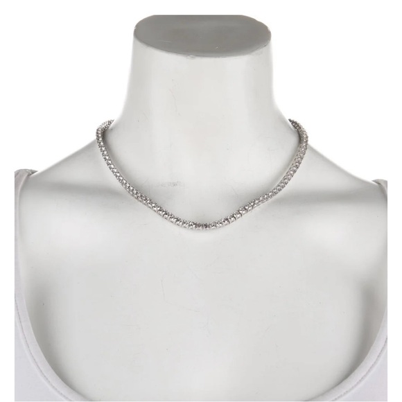 KATE ROUND CUT LAB WHITE SAPPHIRE SILVER RIVIÈRE TENNIS NECKLACE - Picture 7 of 15
